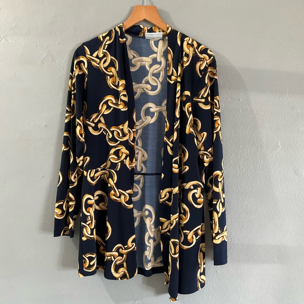 Chain Print Cardigan - Black and Gold